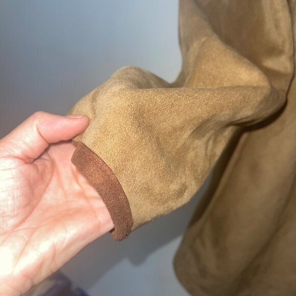 Orvis Womens Jacket Size Large Tan Faux Suede Leather Fleece Lined Winter - Picture 7 of 10